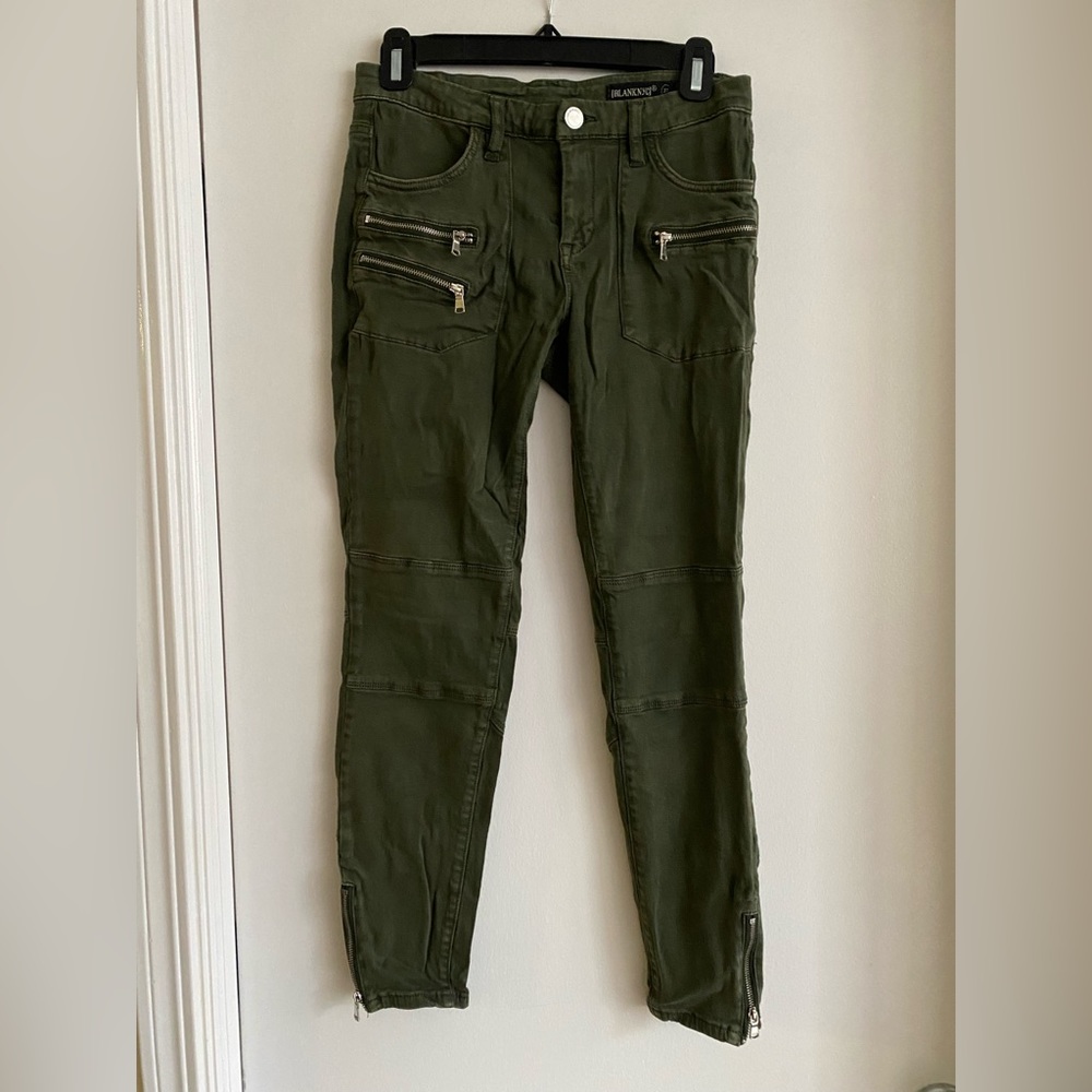 Blank NYC dark green cotton moto pants, size 27
